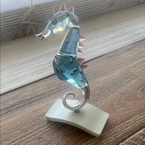 Swarovski Crystal Seahorse Figurine with Pink Accents